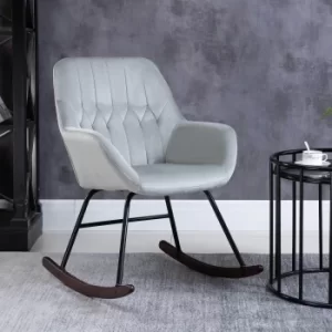 Image of HOMCOM Rocking Chair Reading Accent Armchair with Steel Frame Sponge Padded for Living Room, Dining Room, Office, Balcony, Grey and Black