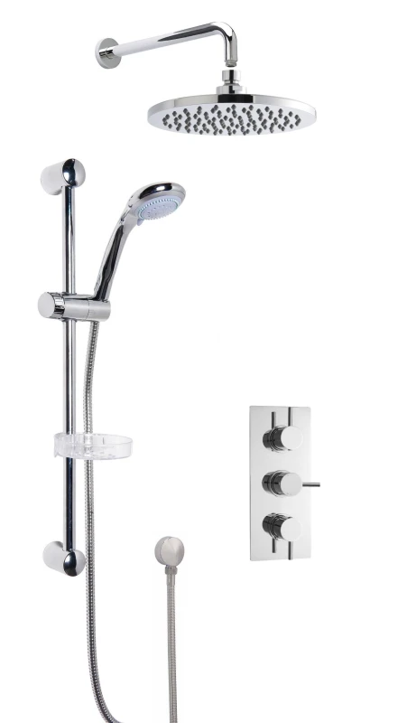 Image of Balterley Concealed Triple Valve Multi Function Slide Rail Kit Arm Head Chrome Silver