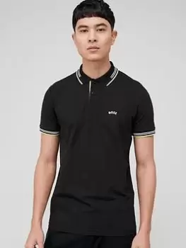 Image of BOSS Paul Curved Polo Shirt - Black Size M Men