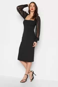 image of Tall Mesh Long Sleeve Midi Dress