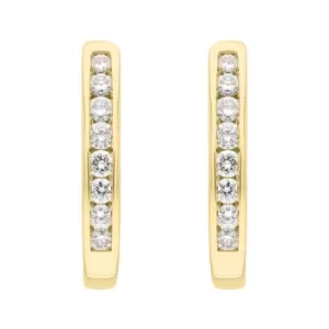 18ct Yellow Gold 0.30ct Diamond Channel Set Hoop Earrings