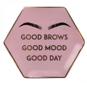 Image of Ceramic Hexagon Trinket Dish Good Brows Pink/Gold 14.8cm