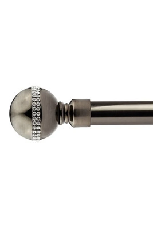 Image of Unknown 16-19mm Bejeweled Extendable Eyelet Metal Curtain Pole Set Black Silk 160-300Cm
