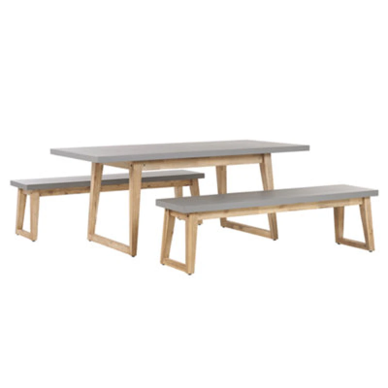 Image of Beliani Garden Dining Set With Benches 6 Seater Oria Concrete Grey