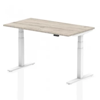 image of Trexus Sit Stand Desk White Legs 1400x800mm Grey Oak Ref HA01164