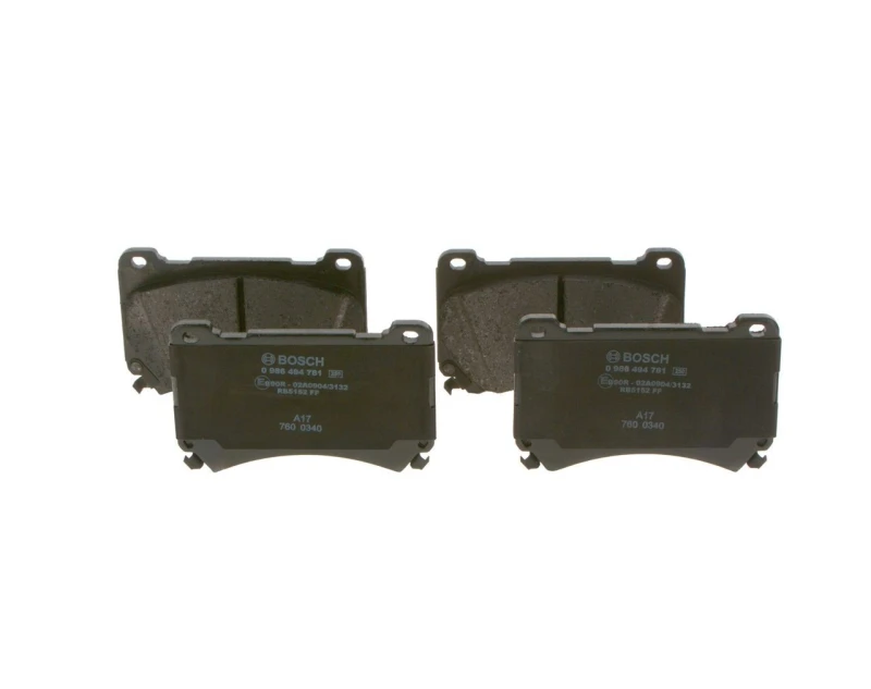 Image of Bosch 0 986 494 781 Brake pad set with acoustic wear warning, with anti-squeak plate Low-Metallic Brake Pad Set,disc brake (402)