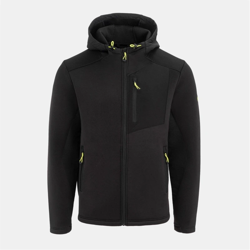 Image of Dunlop Mens Hybrid Fleece Work Hi-Vis Long Sleeve Softshell Jacket Black male S