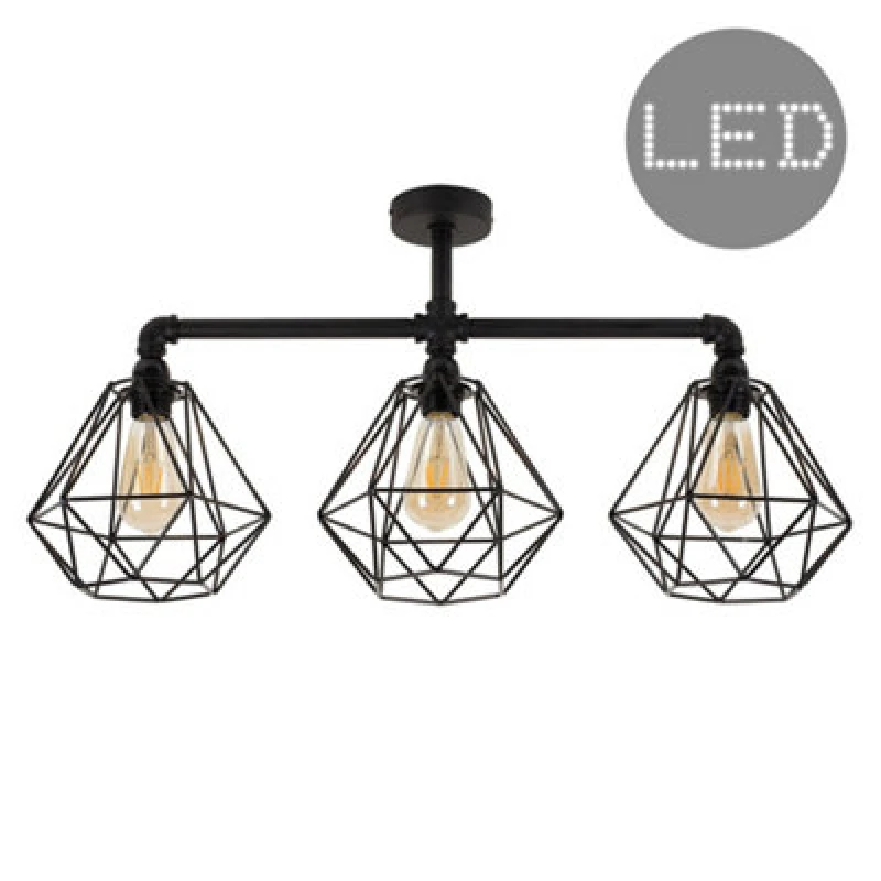 Image of ValueLights Luiggi Diablo Black Ceiling Bar with 3 Lights Black