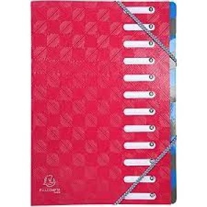 image of Iderama Multipart File Harmonika A4, 12 Sections, Red, Pack of 6