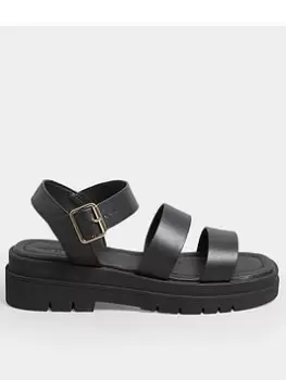 Image of Yours Wide Fit Three Strap Gladiator Sandal, Black, Size 8E, Women