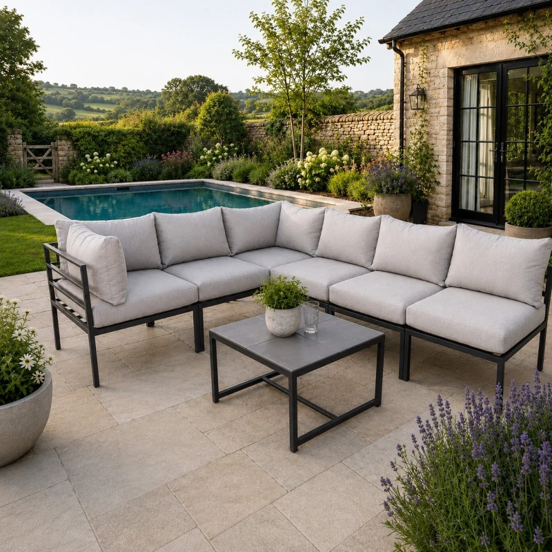 Image of Home Detail Catalon Grey Modular Aluminium Garden Sofa Set Grey Unisex