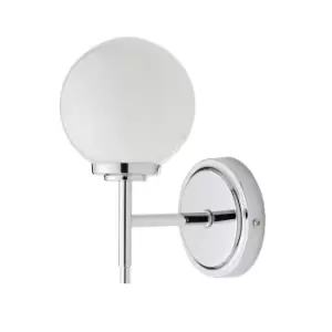 image of Chrome Bathroom Globe Wall Light - Porto