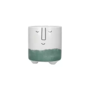 image of Ceramic Pot Happy Face Design Green - Kitchencraft