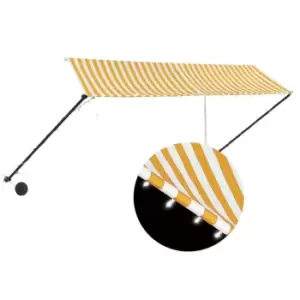 image of Vidaxl Retractable Awning With LED 350X150cm Yellow And White