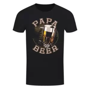 image of Grindstore Mens Fathers Day Papa Beer T-Shirt (L) (Black)