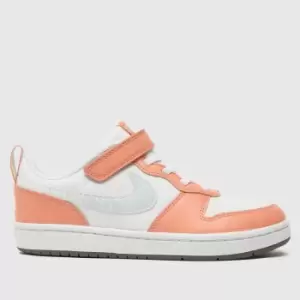 Image of Nike White & Pink Court Borough Low 2 Se Girls Junior Trainers
