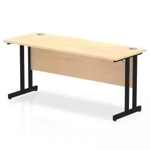 Image of Impulse 1600 x 600mm Straight Desk Maple Top Black Cantilever Leg
