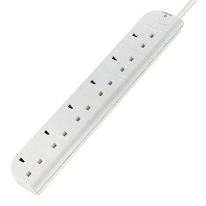 image of Belkin E-Series 6 Plug SurgeStrip Surge Protected Extension Lead - 3 m, White UK Plug