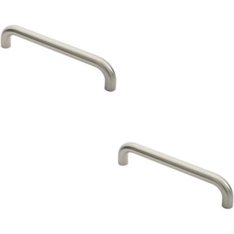 Image of Loops 2x Round D Bar Pull Handle 325 x 25mm 300mm Fixing Centres Satin Steel Metallics unisex