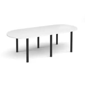 image of Radial end meeting table 2400mm x 1000mm with 6 Black radial legs - white