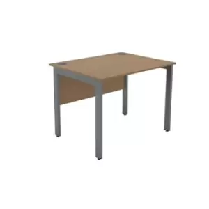 Image of Serrion Rectangular Goal Post Desk 1000x800x730mm Oak/Silver KF823292