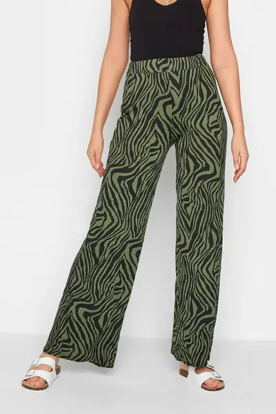 image of Long Tall Sally Tall Wide Leg Trousers Green