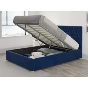 Image of Monroe Ottoman Upholstered Bed, Plush Velvet, Navy - Ottoman Bed Size Double (135x190)