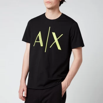 Image of Armani Exchange Neon Rubber Logo T-Shirt Black Size 2XL Men