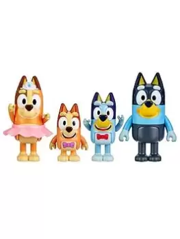 image of Bluey Bluey & Family Figure 4-Pack: Bluey, Bingo, Bandit & Chilli in dress up, One Colour