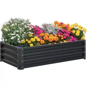 image of Outsunny - Raised Garden Bed Elevated Planter Box for Vegetables Flowers Grey - Grey