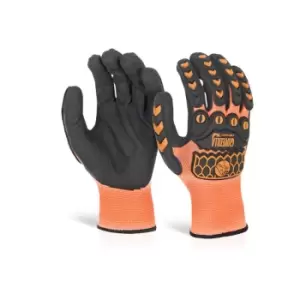 image of Glovezilla - foam nitrile coated glove orange med - Orange - Orange