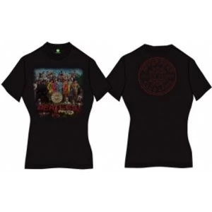 Image of Sgt Pepper Ladies Black Vintage Print TShirt: Medium