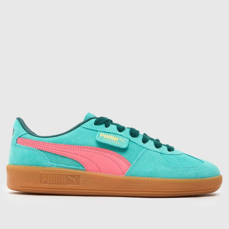 Image of Puma Womens Palermo Trainers Aquatic Dark Myrtle Black, 3