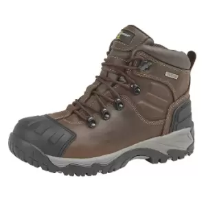 Image of Grafters Mens Buffalo Leather Hiker Type Safety Boots (10 UK) (Brown)