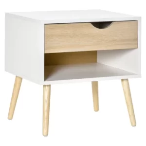 image of HOMCOM Bedside Table with Drawer and Shelf, Modern Nightstand, End Table for Bedroom, Living Room