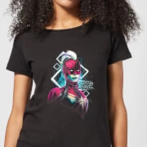 Image of Captain Marvel Neon Warrior Womens T-Shirt - Black