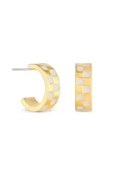 image of Gold Plated Checkboard Hoop Earrings