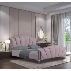 Image of Lanna Bed Double Plush Velvet Pink