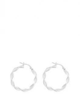 image of The Love Silver Collection Sterling Silver 20mm Twisted Hoop Earrings, One Colour, Women