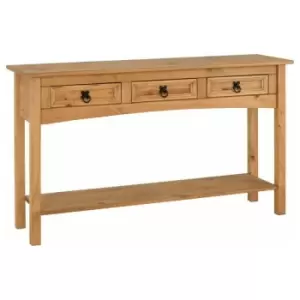 image of Corona 3 Drawer Console Table With Shelf Distressed Waxed Pine