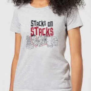 Image of The Flintstones Stacks On Stacks Womens T-Shirt - Grey - 3XL