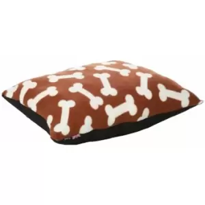 image of Boneo Dog Bed Cushion Soft Washable Fleece Fur Warm Pet Pillow Basket Insert - Brown - Medium