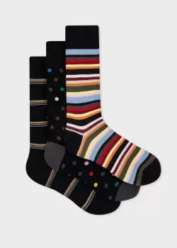 Image of Paul Smith Mixed 'Signature Stripe' Socks Three Pack