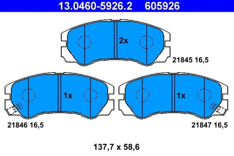 Image of ATE 13.0460-5926.2 Brake pad set with acoustic wear warning Brake Pad Set,disc brake (402)
