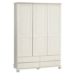 image of Malmo Stained white 4 Drawer Triple Wardrobe (H)1853mm (W)1296mm (D)570mm