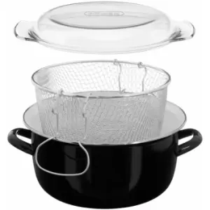 Image of Black Enamel on Steel Deep Fryer - Premier Housewares