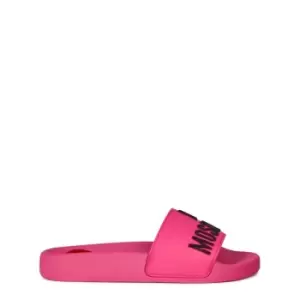 Image of LOVE MOSCHINO Embossed Sliders - Pink