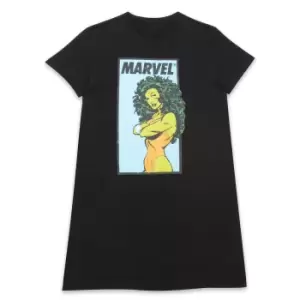 Image of Marvel She Hulk Power Pose Womens T-Shirt Dress - Black - L - Black