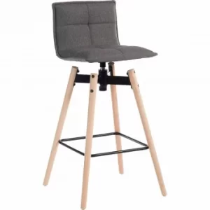 Image of Teknik Office Spin Barstool Grey with Wooden Legs, Light Oak