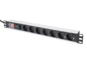 Image of Digitus aluminum outlet strip with switch, 7 safety outlets, 2 m...